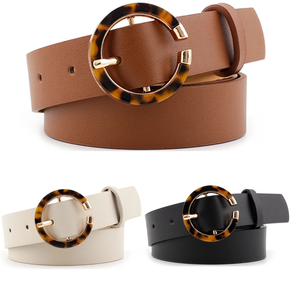 1 шт. женский ремень из ПУ кожи с круглой пряжкой | Аксессуары для одежды