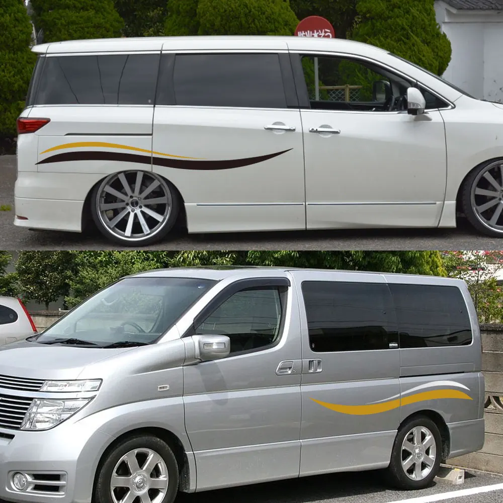 

Наклейки на двери автомобиля для Nissan Elgrand E50, E51, E52, 2,5, 5 деталей, аксессуары для тюнинга графики автофургона, виниловые наклейки, 2 шт.