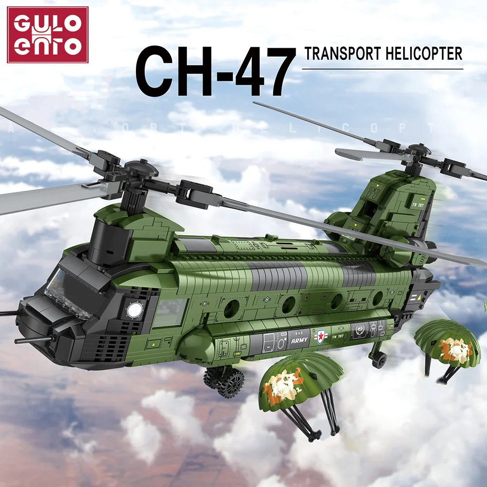Креативный CH-47 модель вертолета Chinook технические строительные блоки оружие