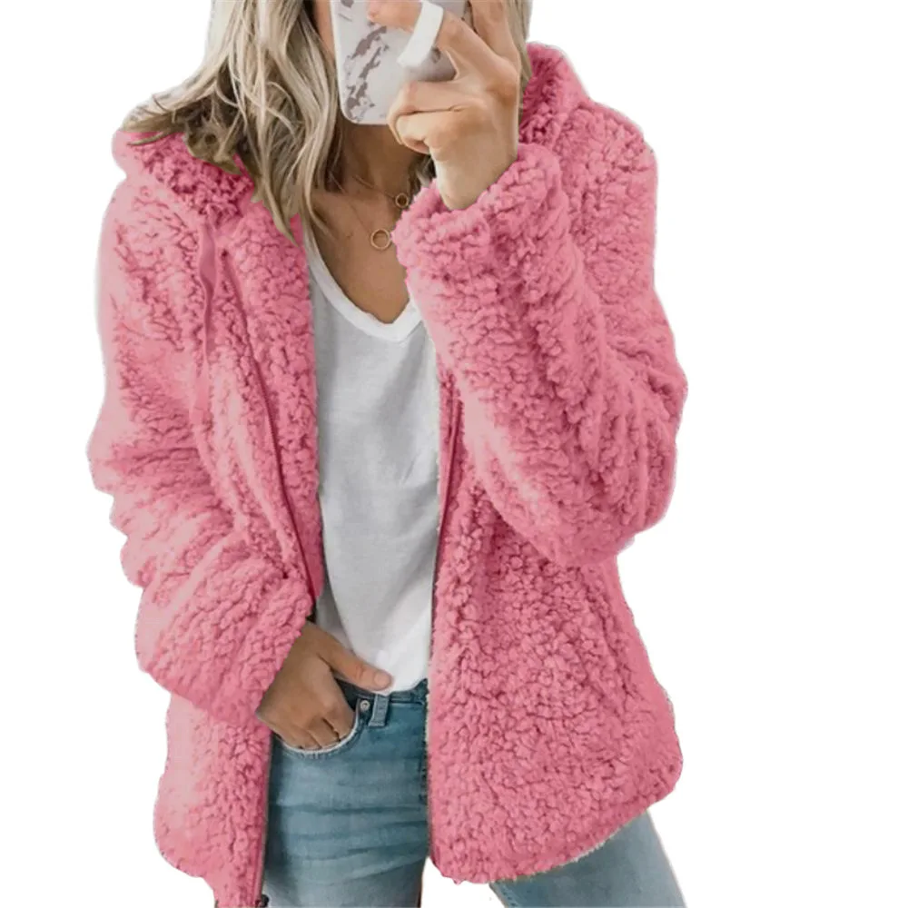 

New women's hooded woollen autumn and winter jacket