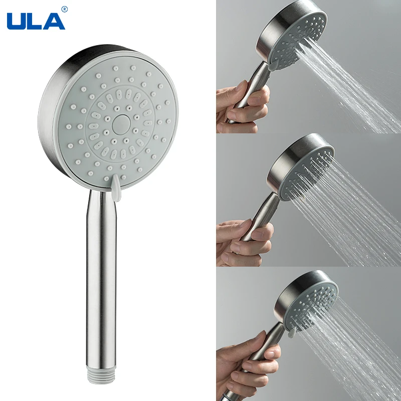 

ULA Stainless Steel Handheld Shower Head Set High Pressure Bath Shower Jets with Hose Water Saving Shower Head Stainless Steel