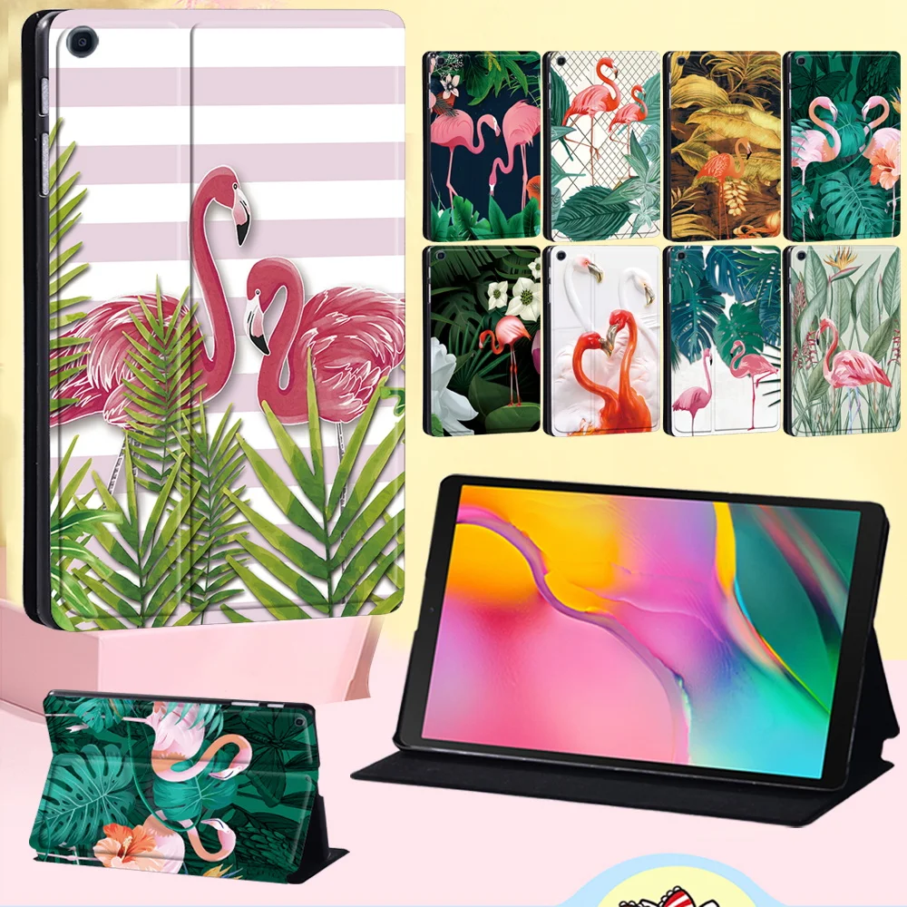 

Flip Tablet Case for Samsung Galaxy Tab A 8.0 T290 T295/Tab S6 Lite 10.4 P610 P615/Tab S5e T720 T725 10.5 -with Flamingo Pattern