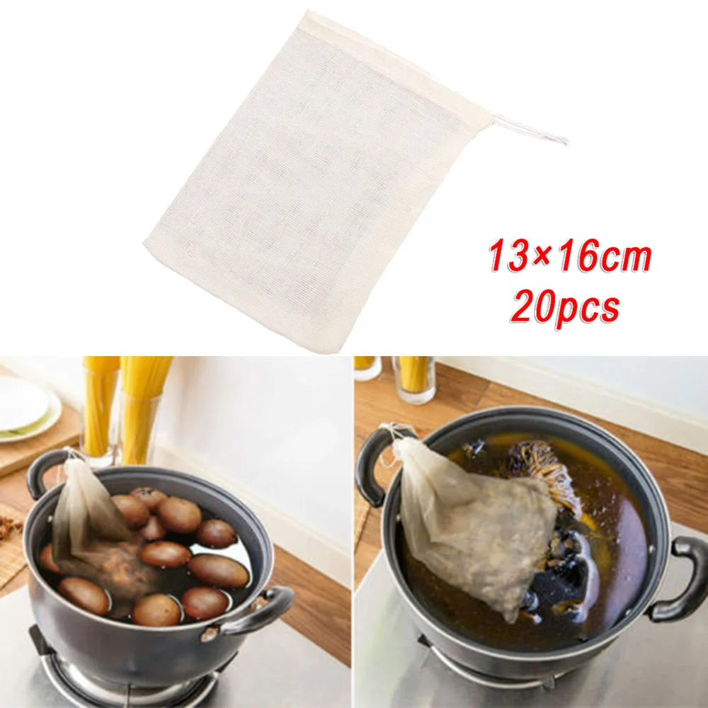 

20Pcs/set Tea Filter Bags Disposable Drawstring Seal Filter Empty Soup Food Mesh