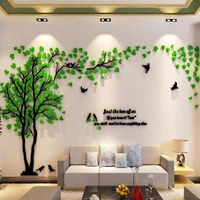 3d large acrylic mirror tree wall stickers diy tv background wall poster home decoration bedroom living room decorative art wall