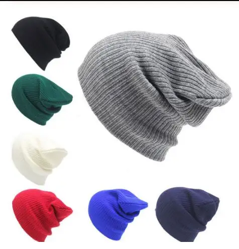 Однотонная вязаная шапка для мужчин и женщин вязаные шапочки Лыжная кепка