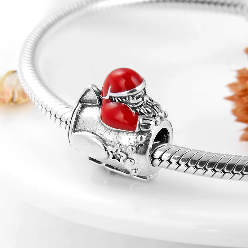 Рождественские подарки 925 пробы серебряные сани Санта Клаус эмалированные