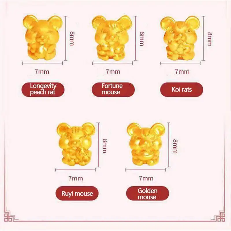 Золотой браслет Wufu Rat Transfer Bead из красной веревки талисман мышь зодиака женские и