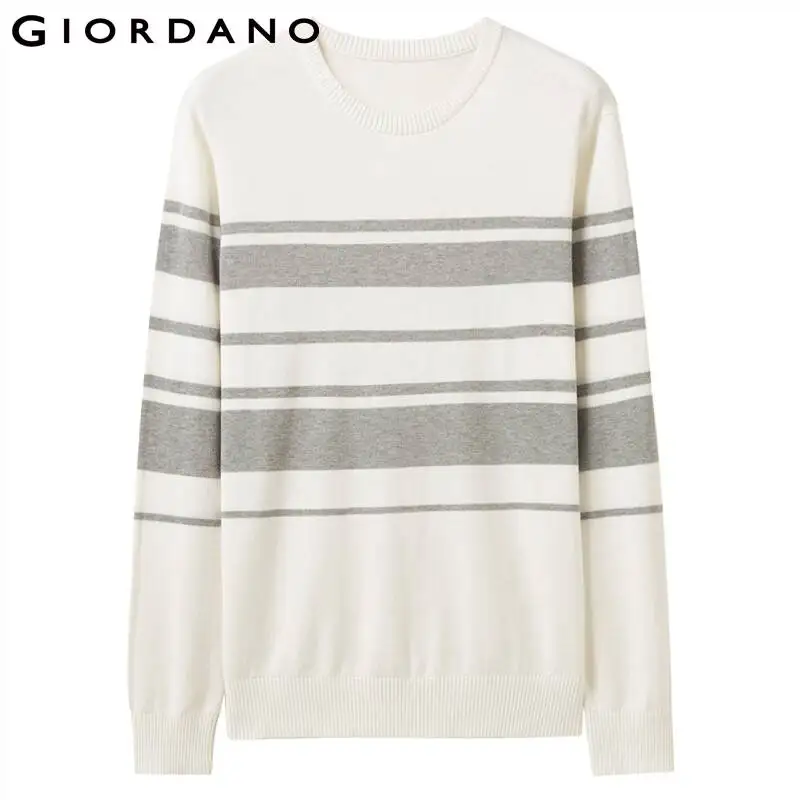 Giordano мужские свитера контрастный Crewneck трикотажный пуловер Хлопок легкий стретехи Blusa De Frio Masculino 31059802