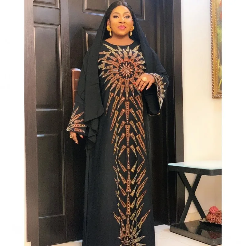 Черные бриллианты классические африканские платья с длинным рукавом женский