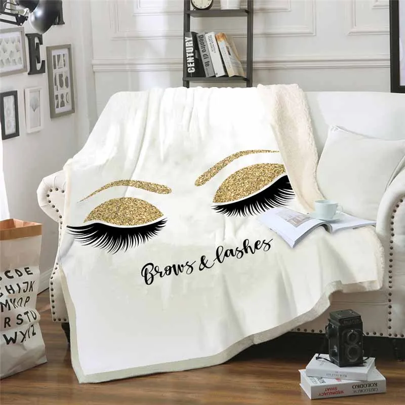 

3D Gold Eyelash Unicorn Plush Blanket For Beds Sofa Fleece Throw Blanket Winter Bedclothes Bedspread Thick Rectangle Blankets