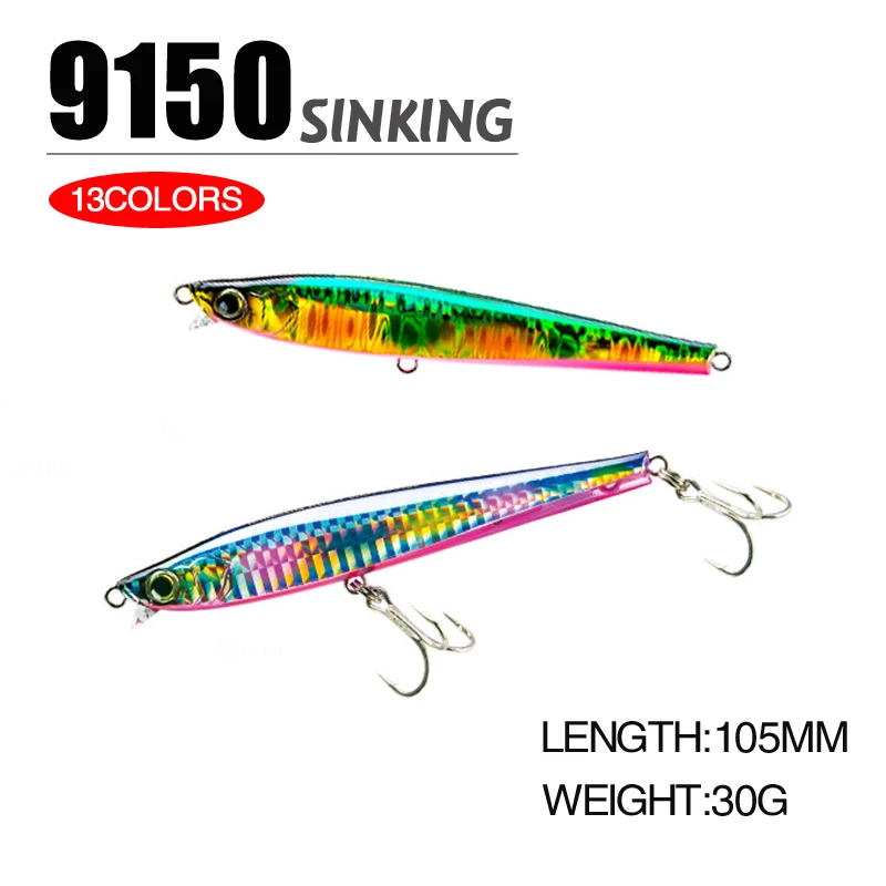 Minnow Wobbler Fishing Lures 30g 105mm 3D eyes Artificial Hard Bait Jerk Bass Pike Baits Slow Sinking carp fishing accessories
