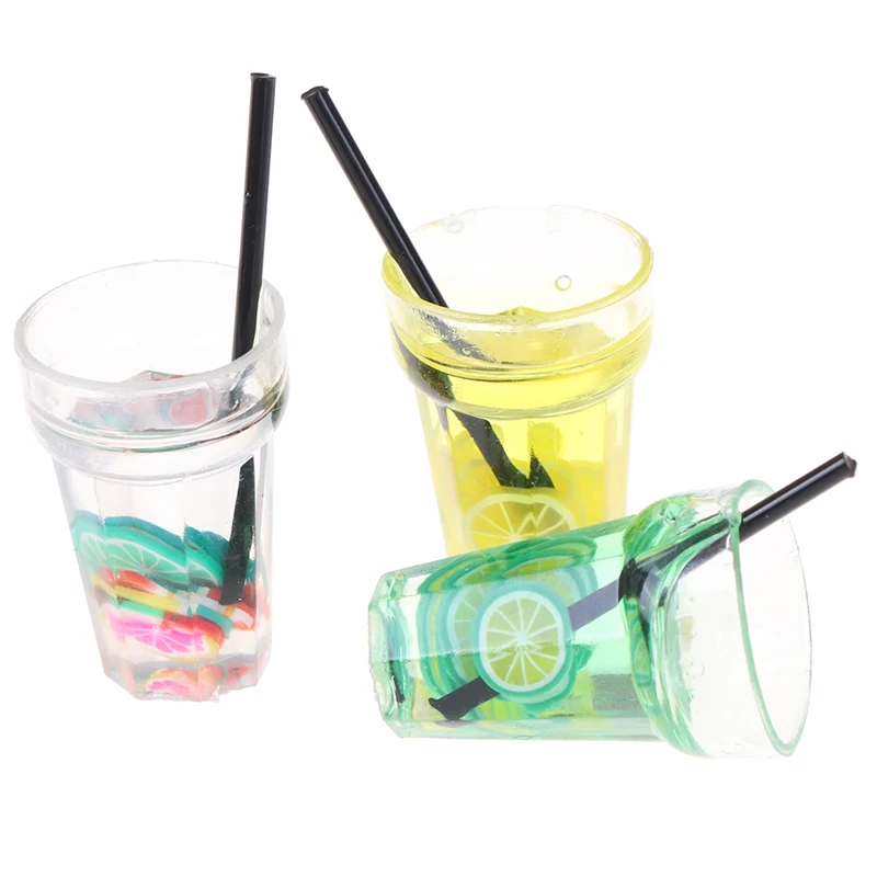 

1pcs 1:12 Dollhouse Miniature Food Mini Resin Fruit Bottle Simulation Drinks Model Toys Fruit Drink Play Dollhouse Accessories