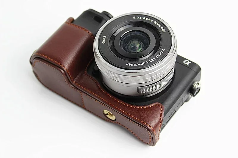 Новые кожаные Камера чехол половина средства ухода за кожей для Sony A6000 A6300 |