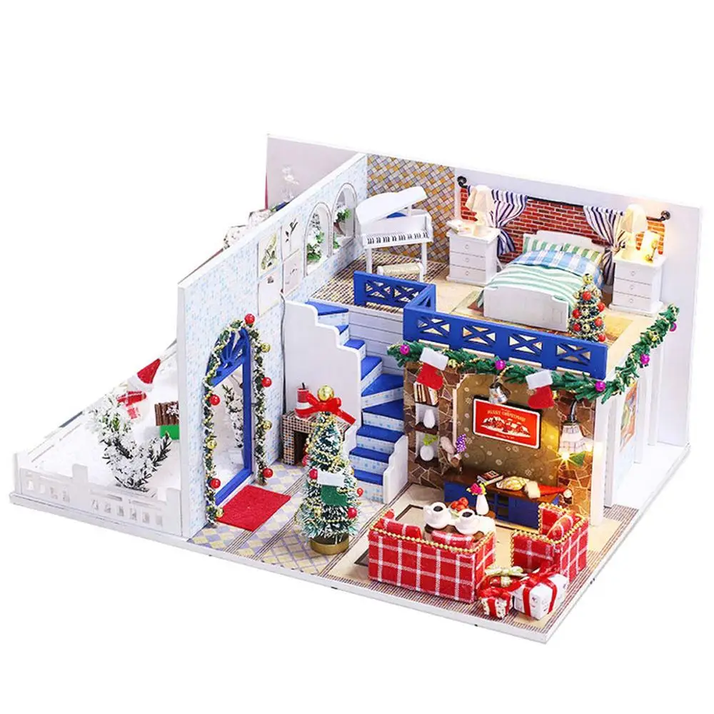 Миниатюрный Кукольный домик с мебелью Diy игрушечный деревянный дом