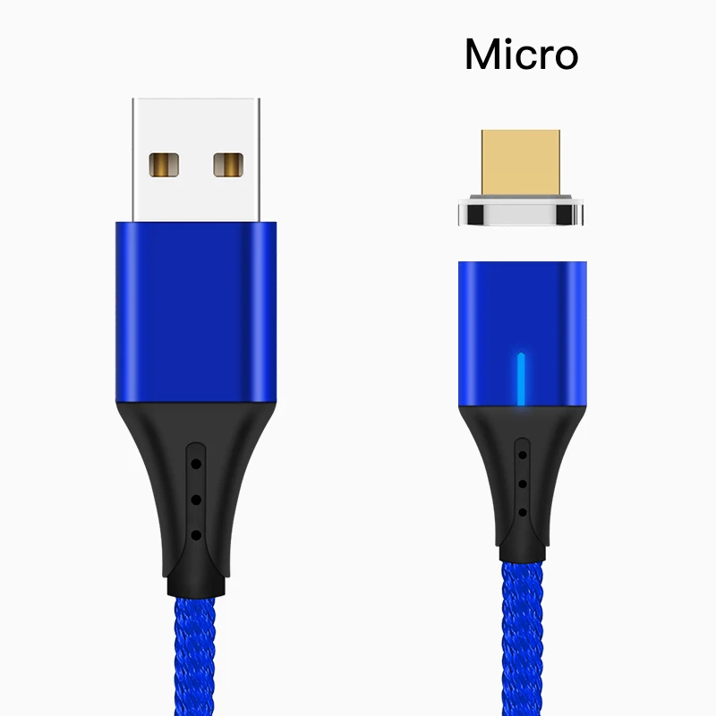Blue for Micro 5А 1 м type C микро USB кабель передачи данных Магнитный кабель для зарядки для Iphone 11pro samsung Xiaomi redmi huawei зарядное устройство Шнур для мобильного телефона - Цвет: Blue for Micro