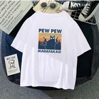 Женские футболки с принтом Pew Madafakas, топы с коротким рукавом, Новое поступление 2021, свободные повседневные женские футболки с графическим принтом, летняя футболка 2021