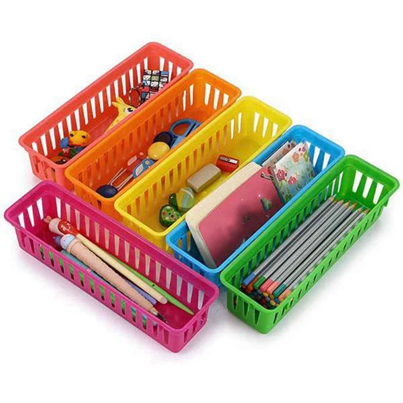 

8-Piece Classroom Pen and Pencil Basket Tray Student Office Stationery Storage Basket, Multiple Colors