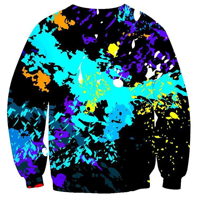 

Splash ink 3D digital print trend fashion sweatshirt collar casual wear