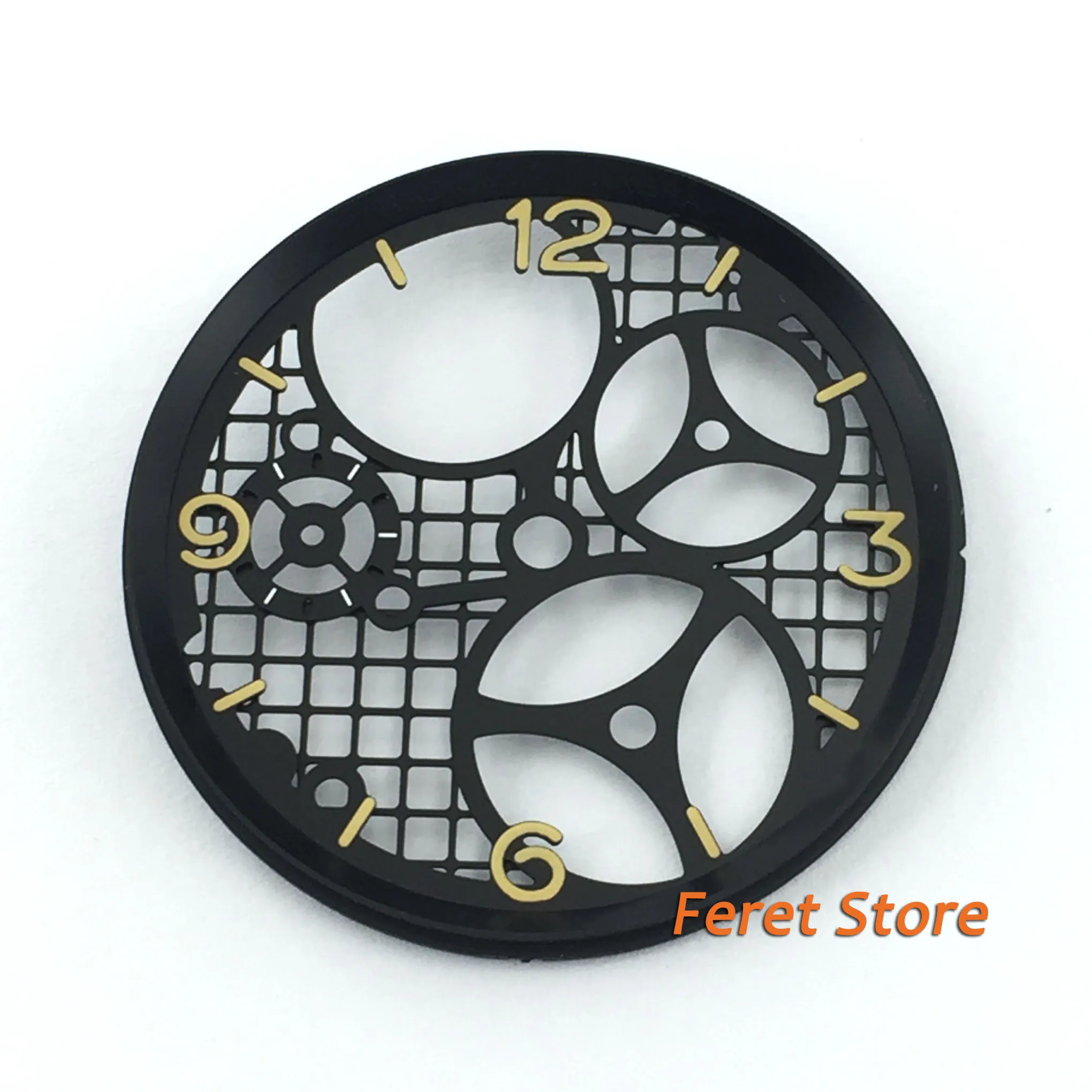 Parnis 38 9 мм оранжевый номер трехмерный черный циферблат подходит для движения ETA