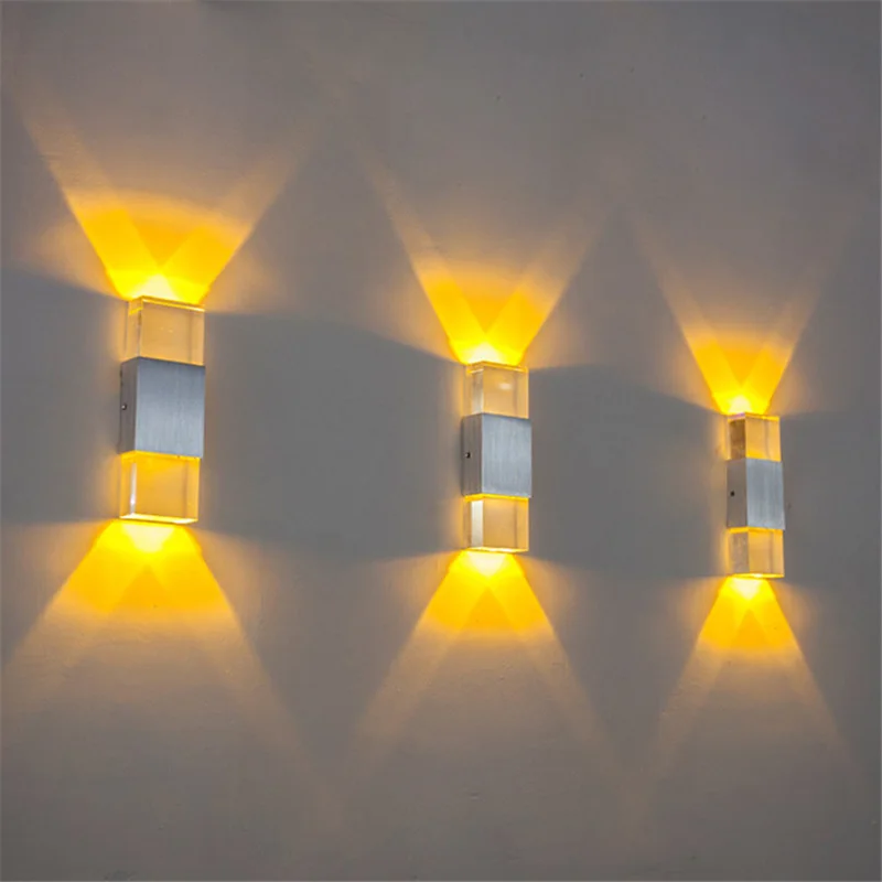 

Modern 2W 6W led LED Wall Sconce Night Light AC85-265V Brief Indoor Wall acryl+aluminum decorative Light Hotel Aisle stair lamp