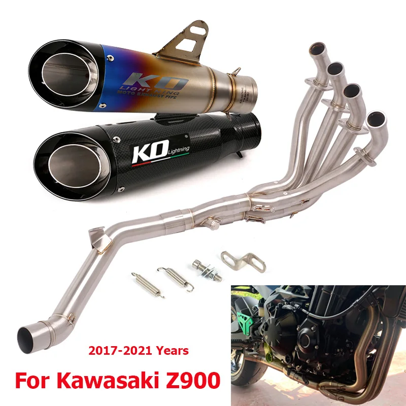

51mm Motorcycle Full System Exhaust Escape For Kawasaki Z900 2017-2021 Header Front Link Pipe Connecting Muffler End Tip Slip On