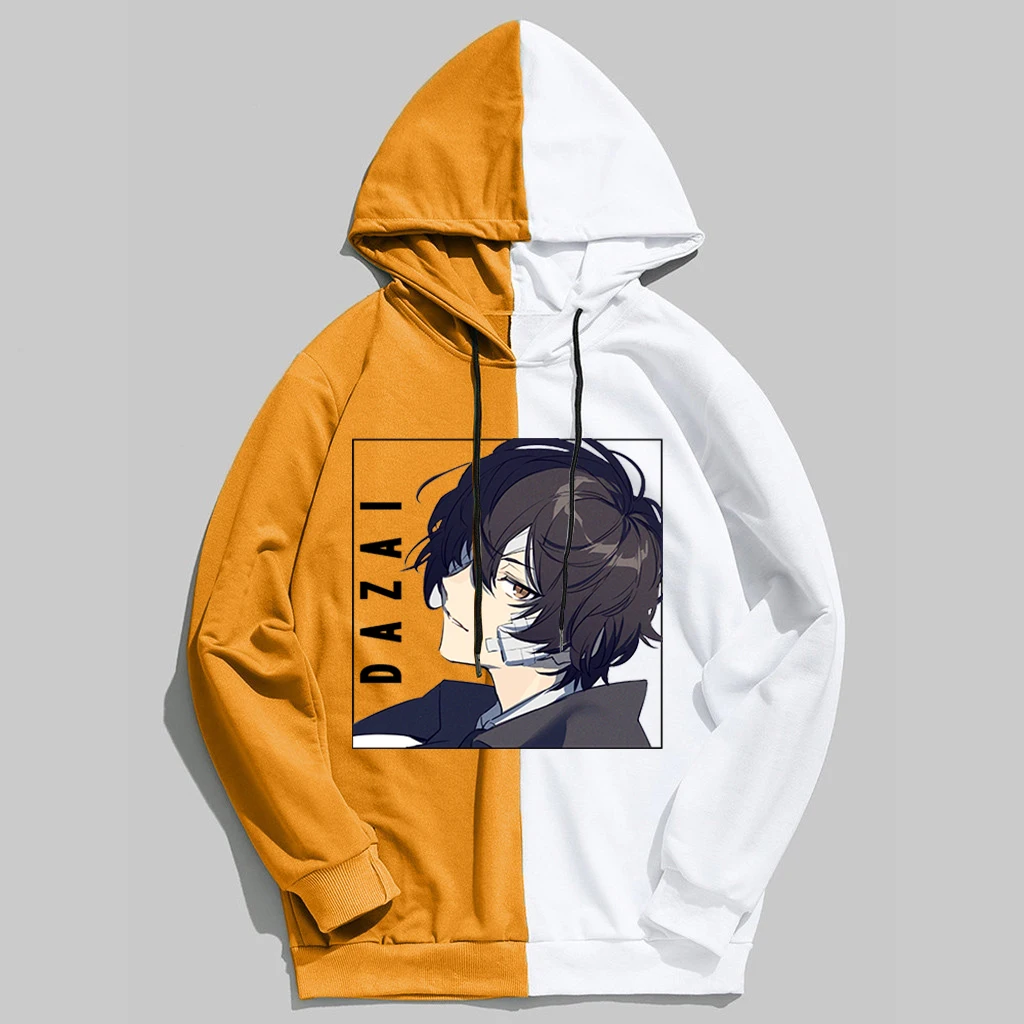 Patchwork Hoodies Japan Anime Bungou Stray Dogs Chuuya Nakahara Osamu Dazai Hoodies Women Men Anime Hoody Plus Size Clothing