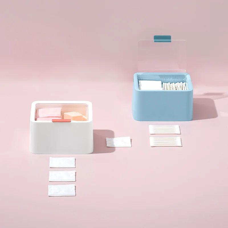 

Simple Compartmental Cosmetic Cotton Storage Box Cotton Swab Lipstick Cosmetic Storage Box Lid Desktop Storage Box Wholesale