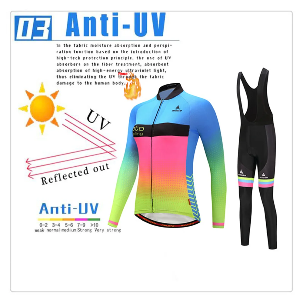 

Top1 Cycling Sets Winter Plus Fleece Zippe Jersey Bike MTB Uniforms Bib Shorts Gel Pad Polyester Warm Zipper Anti Slip Strip