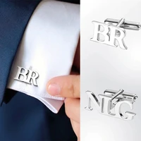 custom name cufflinks for men stainless steel personalized cuff links wedding groomsmen jewelry father day gift