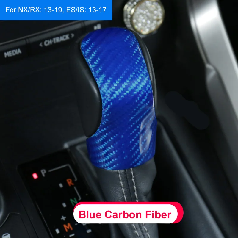 Carbon Fiber Blue QHCP ручка переключения рулевого механизма автомобиля крышка на голову наклейка из углеродного волокна внутренняя отделка Подходит для Lexus NX200 300 ES200 250 RX300 300H - Название цвета: Carbon Fiber Blue