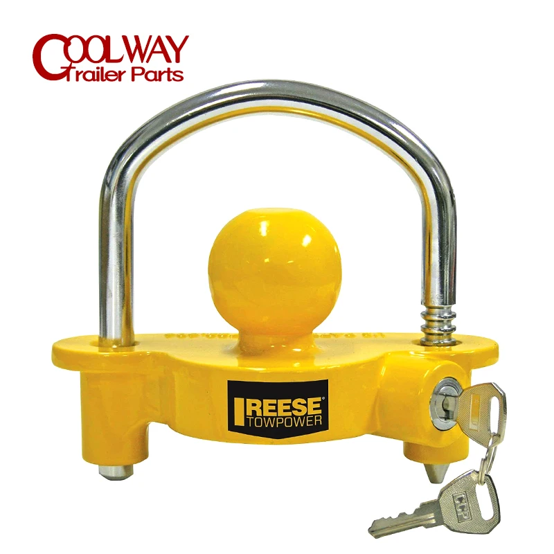 

Universal Hitch Tow Ball Trailer Coupling Coupler Safety Antitheft Lock Adjustable Storage Security Heavy-Duty Steel