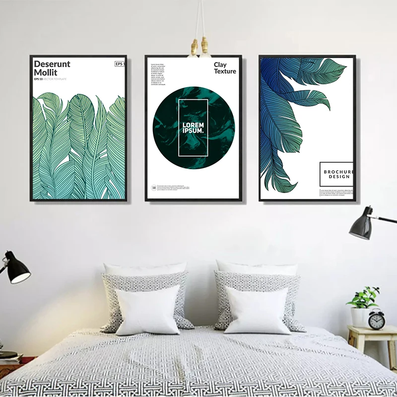 

Refreshing Green Leaf Pattern Posters Home Decoration Simplicity Wall Art Interior Painting Living Room Decor Canvas With Frame
