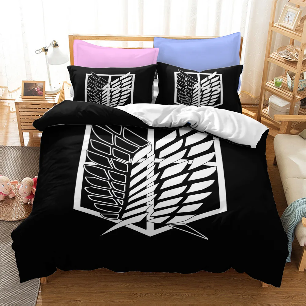 

3D Printed Anime Attack on Titan Bedding Set Duvet Cover Pillow Case Comforter Cover Adult Kids Bedclothes Bed Linens Gift