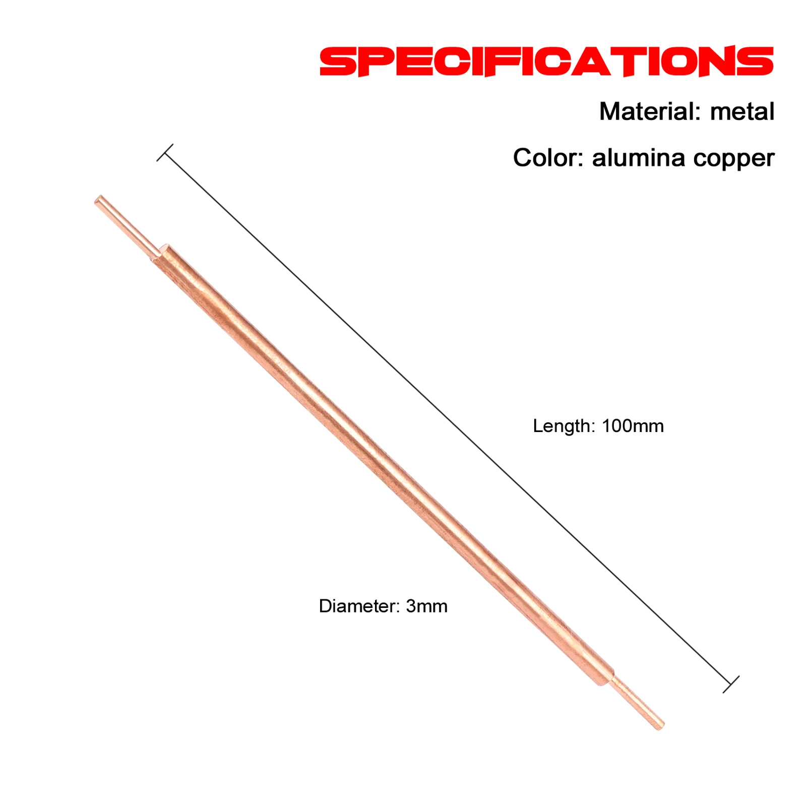 

100mm Welding Feet Needles Welding Nickel Belt Permeability Nickel Steel Belt Alumina Copper Material Spot Welding Pin