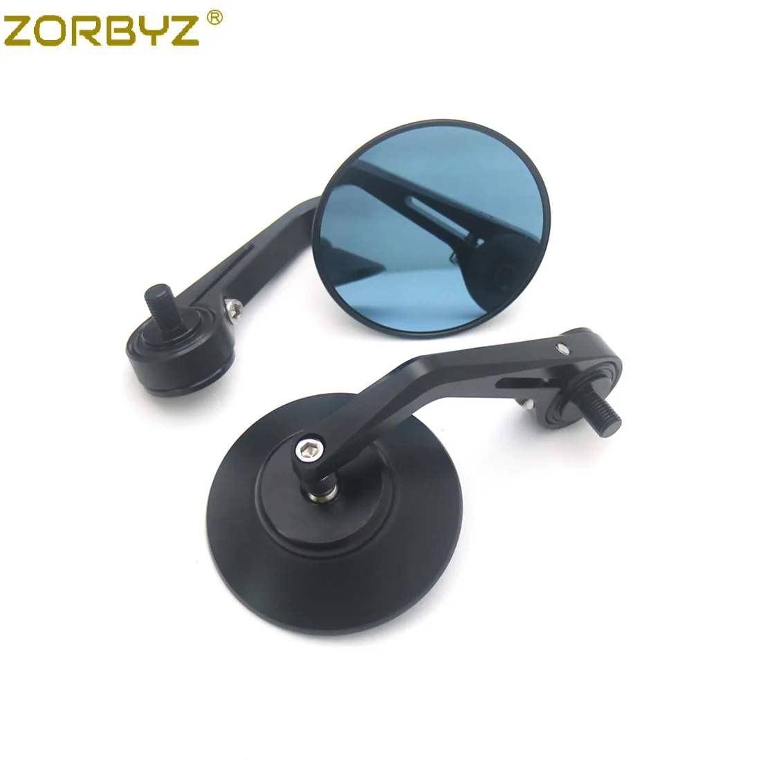 ZORBYZ 1 пара черное алюминиевое круглое боковое зеркало на руль мотоцикла с болтом
