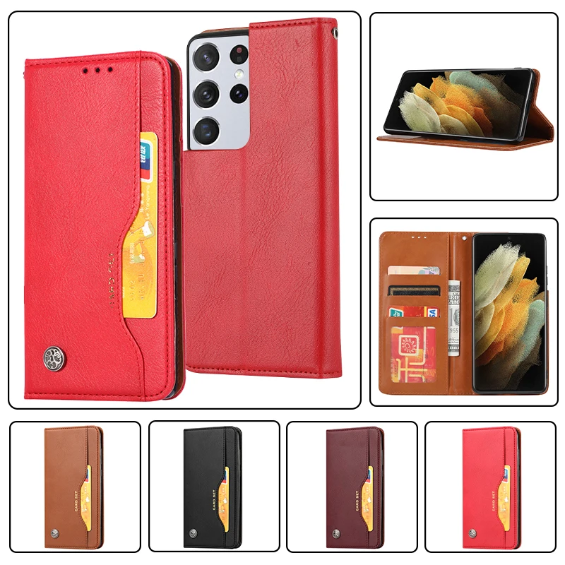 

Luxury Flip leather Case For Samsung Galaxy S9 S10 S10E S20 S21 Note 9 10 20 Plus Lite Ultra Card slot wallet Shockproof Cover