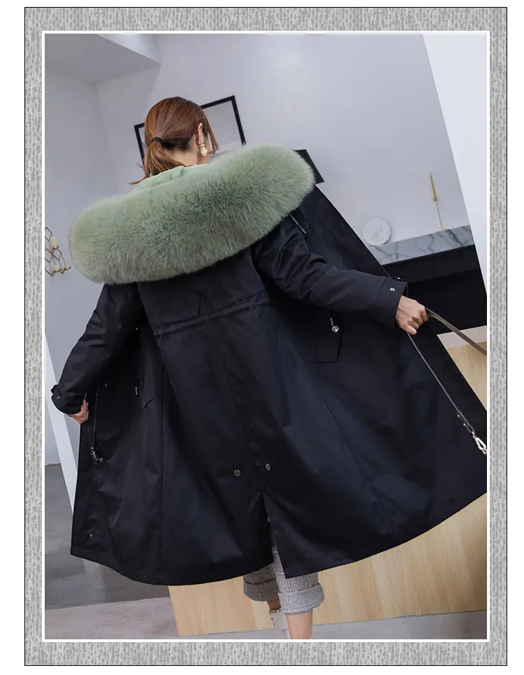 European Style Woman Real Fox Fur Parkas Genuine Natural Rabbit Liner X Long Coat Female Lady Winter Jacket Outerwear Cloth XXXL