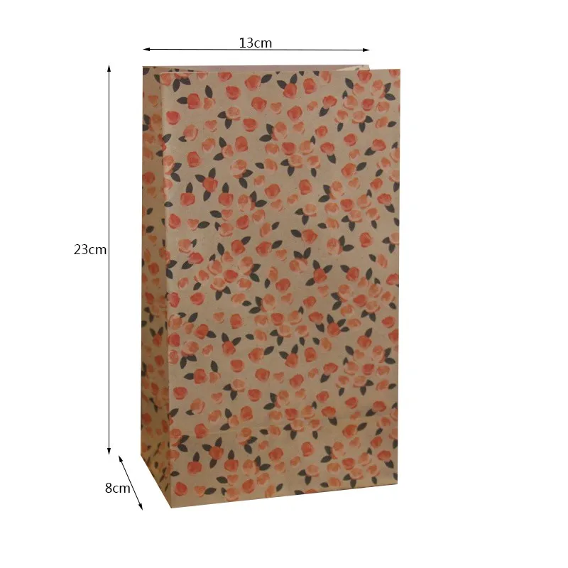 

40pcs wedding party biscuits floral candy wedding food takeaway gift party storage paper bag pastoral floral gift wholesale