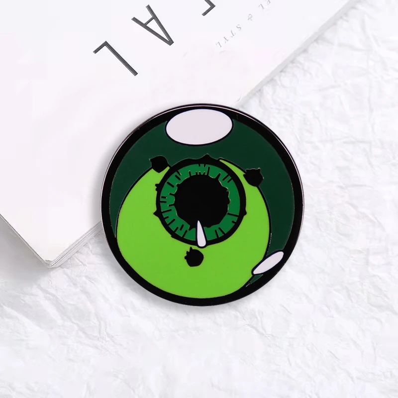 

Cartoon Green Eyeball Brooch Robot Sci-fi Magic Badge Fun Enamel Don't Pop Clothing Accessories Gift to Friends
