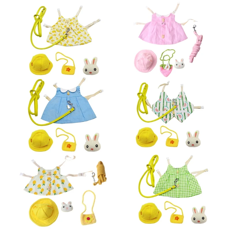 

Small Animal Harness Vest Leash Set Clothes with Accessory Travel Chest Strap