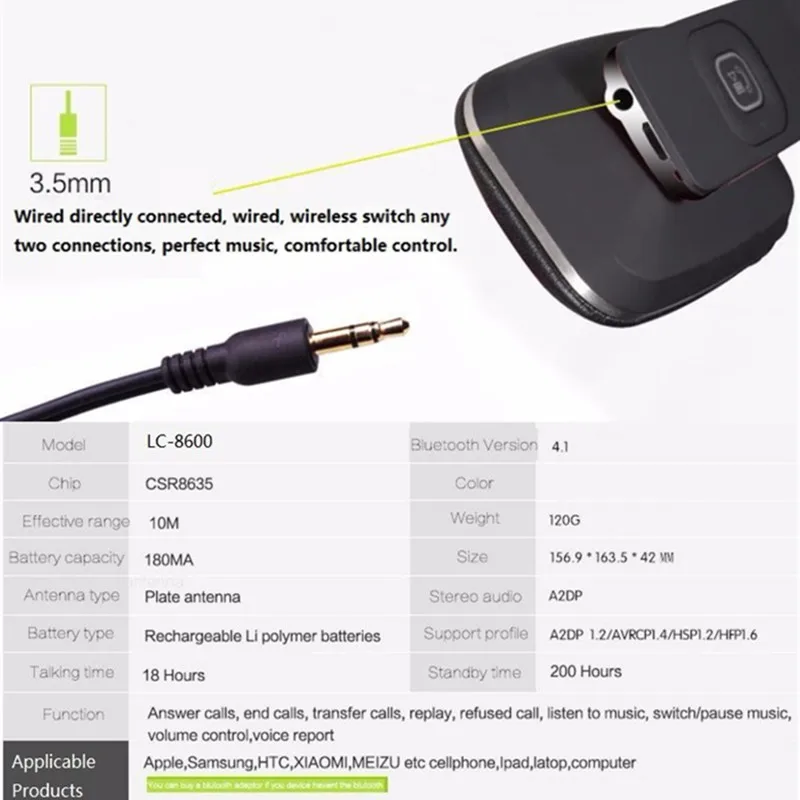 Беспроводные Bluetooth наушники портативные спортивные стерео гарнитуры с
