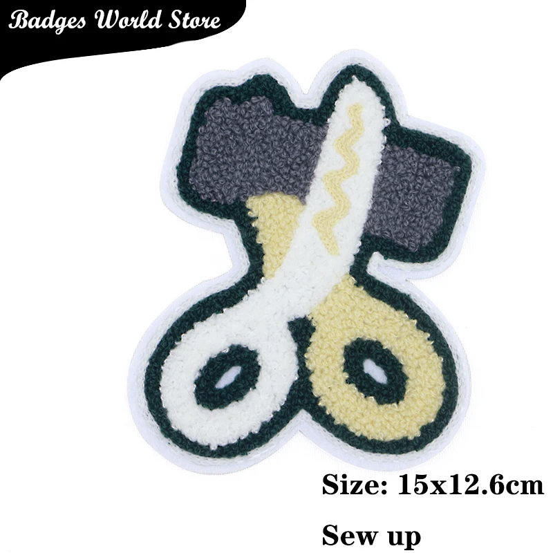 Белая оранжевая буква ножницы синель слов значок вышивка полотенце аппликация