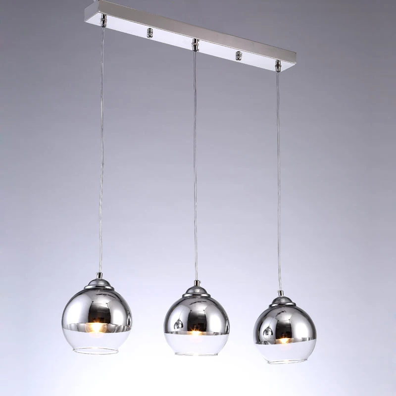 Современный подвесной светильник хромированная стеклянная лампа с абажуром для