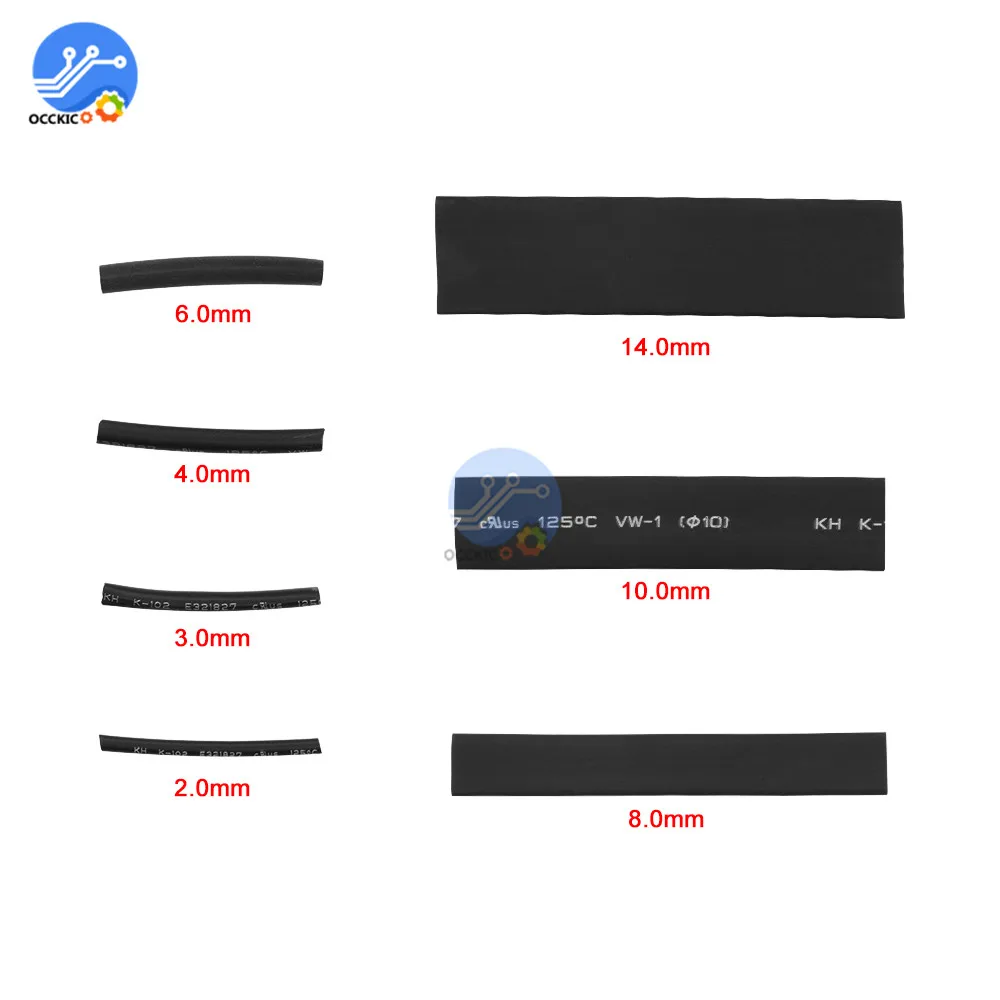 Полиолефиновые термоусадочные трубки в ассортименте 127 шт./лот 2:1 Усадочные для