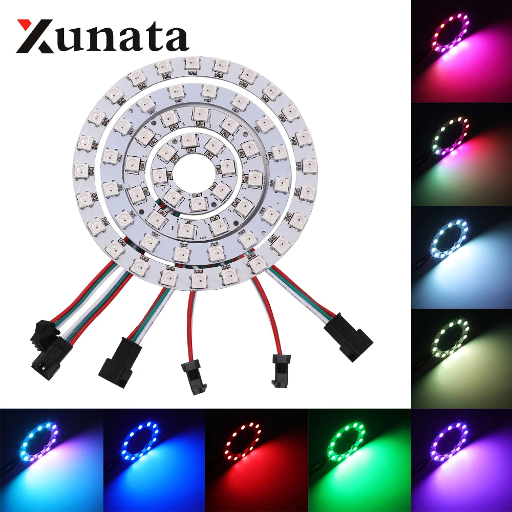 WS2812B светодиодный чип и радиатор 1 8 12 16 24 32 40 48 60 93 241 светодиодов s 5 в 5050 RGB WS2811