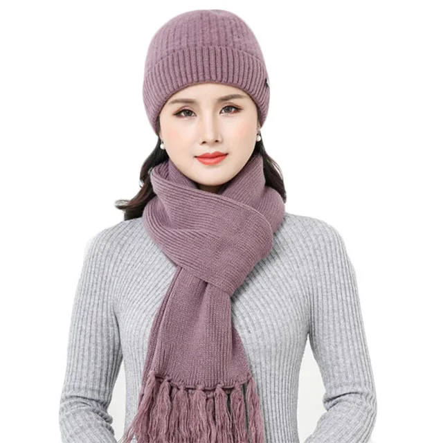 xiangyu set 1 Новая зимняя женская шапка из кроличьего меха, шарф, набор, теплая шерстяная вязанная плюшевая наборы шарф шапка, вязаная шапка, шапка для мамы, подарки, твист, флисовая шаль - Цвет: xiangyu set 1