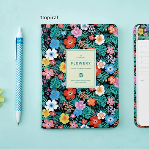 

PU Leather Floral Flower Schedule Book Diary Weekly Planner Notebook New Arrival Cute School Office Supplies Kawaii Stationery F