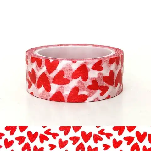 1 рулон Красной ленты с рисунком любви, самодельная декоративная бумажная лента для рукоделия, клейкая лента для Дня Святого Валентина (крас...