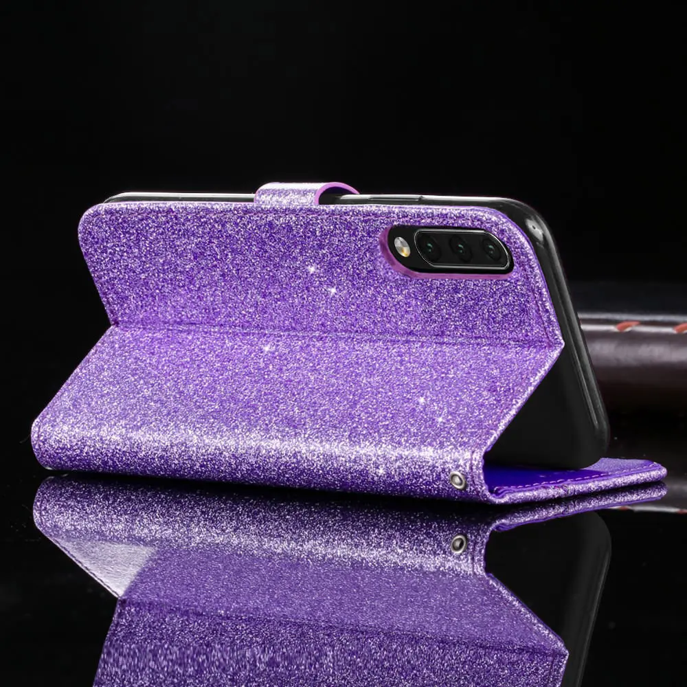 Кожаный чехол книжка с бриллиантами и сердечками для Samsung Galaxy A50 A70 A10 A20 A30 A40 A7 A5 A6