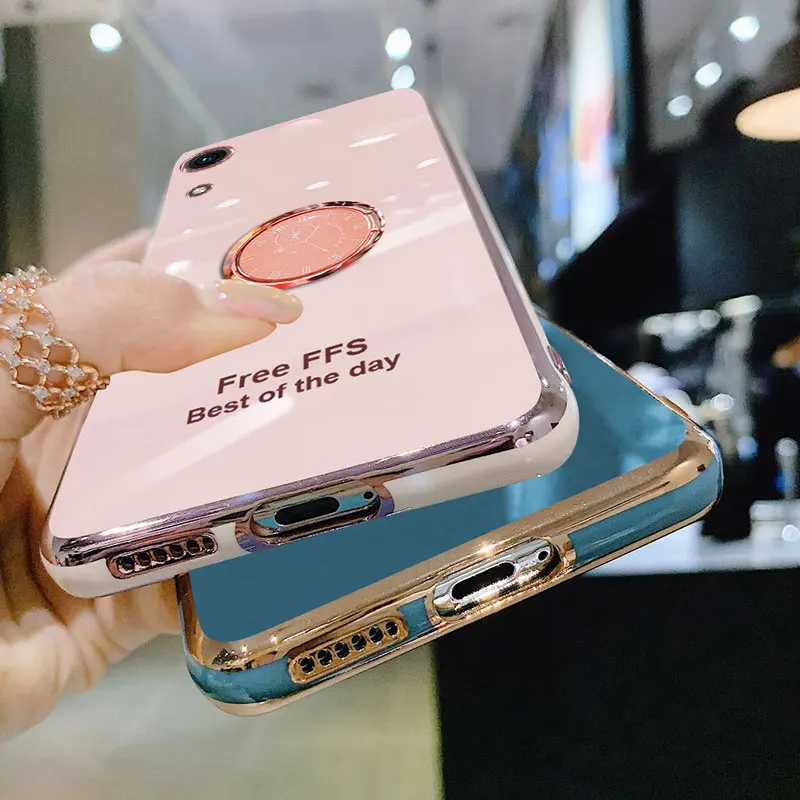 Luxury Silicone Case For Huawei Y6 2019 phone Case For Huawei Y6S Cover Shockproof Stand Holder Case Huawei Y6 2019 Y6S